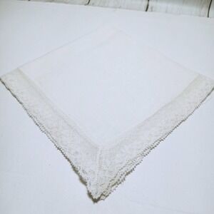 Vintage Laced Trim Handkerchief Cottagecore White Hankie (lbba)